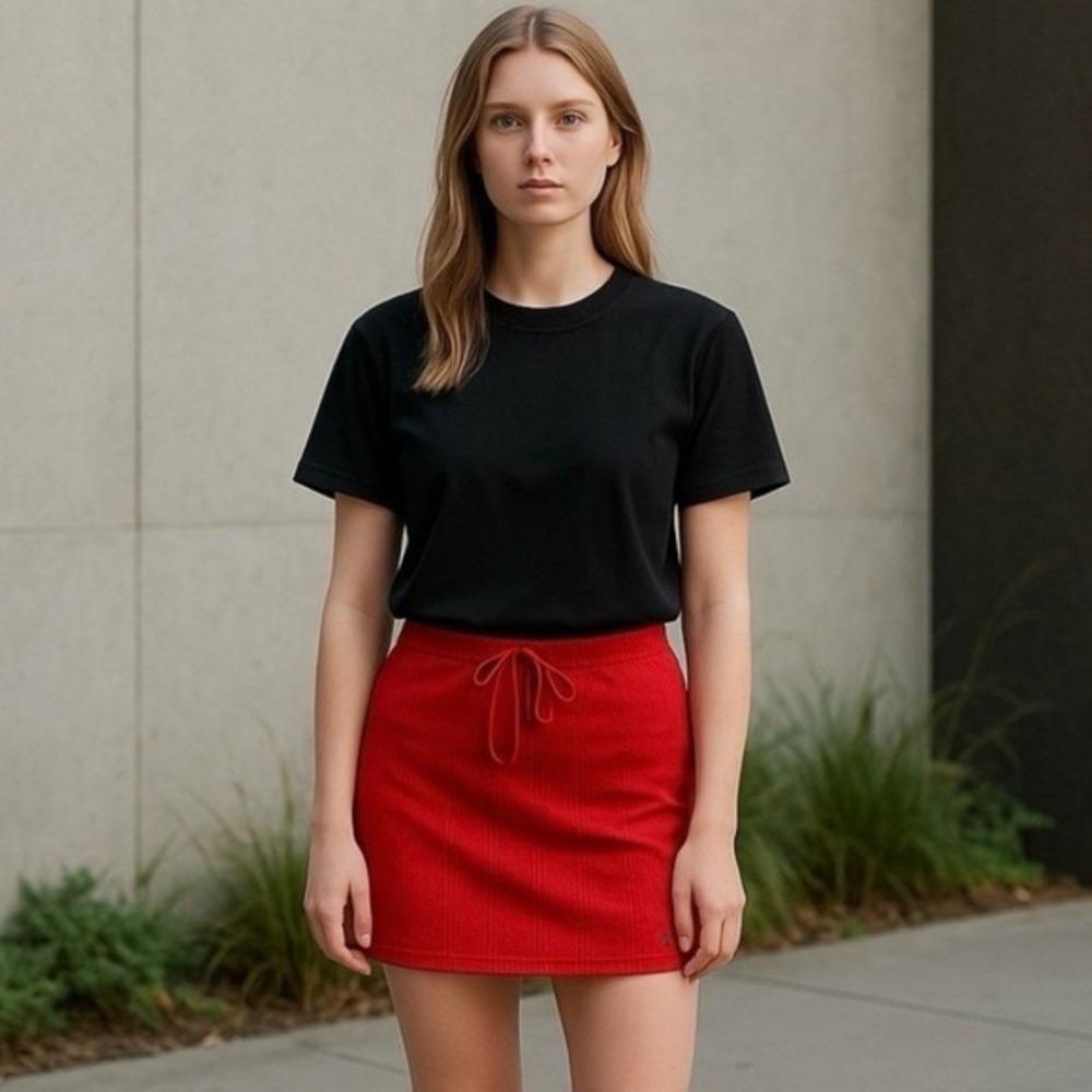 Nautica Ribbed Nautical Red Mini Skirt